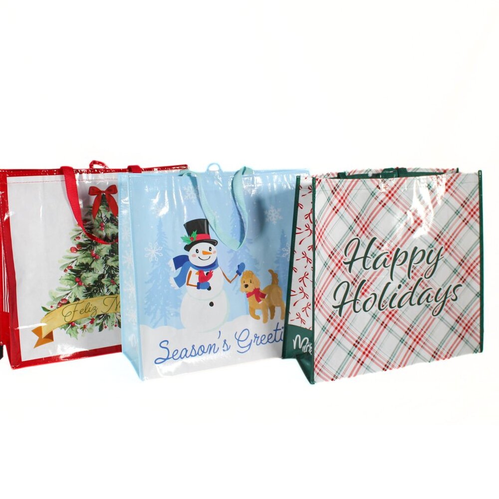 NWT Michaels Holiday Christmas Tote Shopping Bags Set of 3 Eco-Friendly